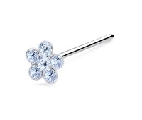 Stone Flower Silver Straight Nose Stud NSKA-11